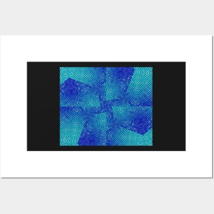 irregular cut-outs of 3D abstract blue pattern in the style of lattice characters It's like a braided Posters and Art